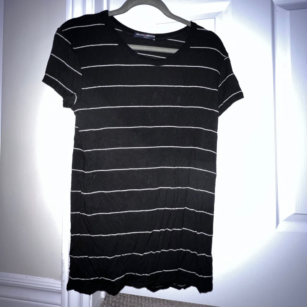 Brandy Melville Black and White Striped Tee